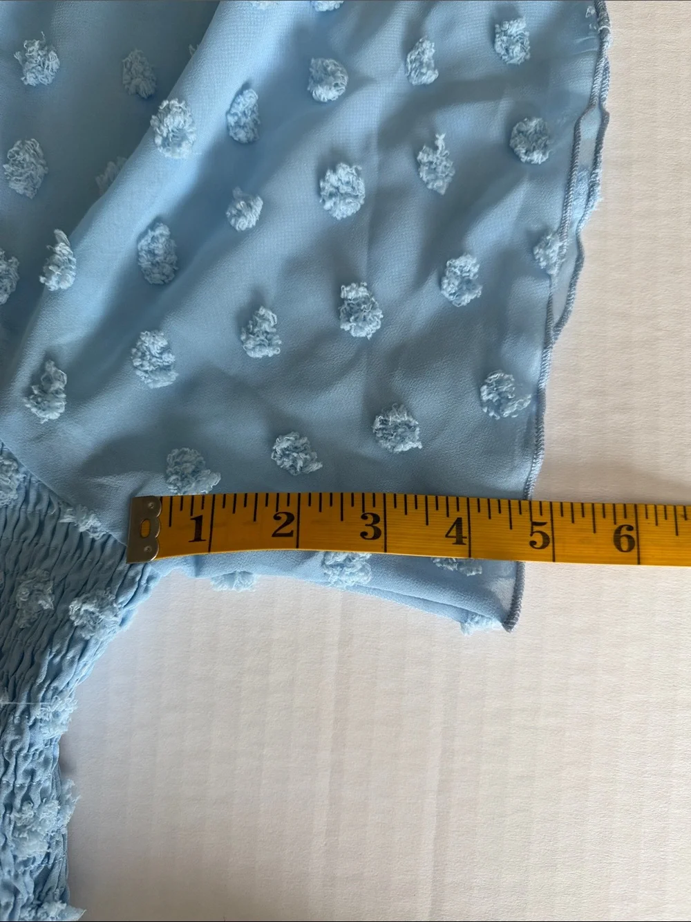 Light Blue Textured Midi Dress with V-Neck